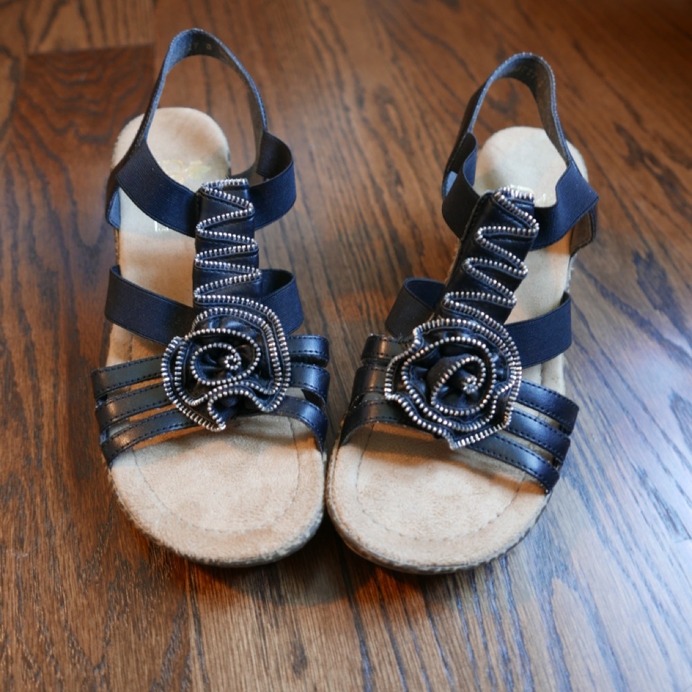 Rieker s/z 38/8 Roberta T strap wedge Black